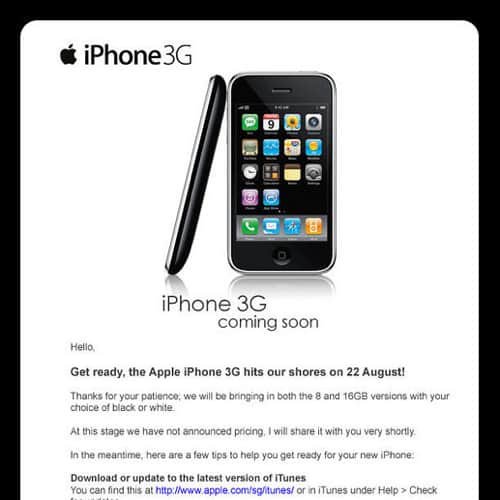 iPhone Coming to Singapore on 22nd August
